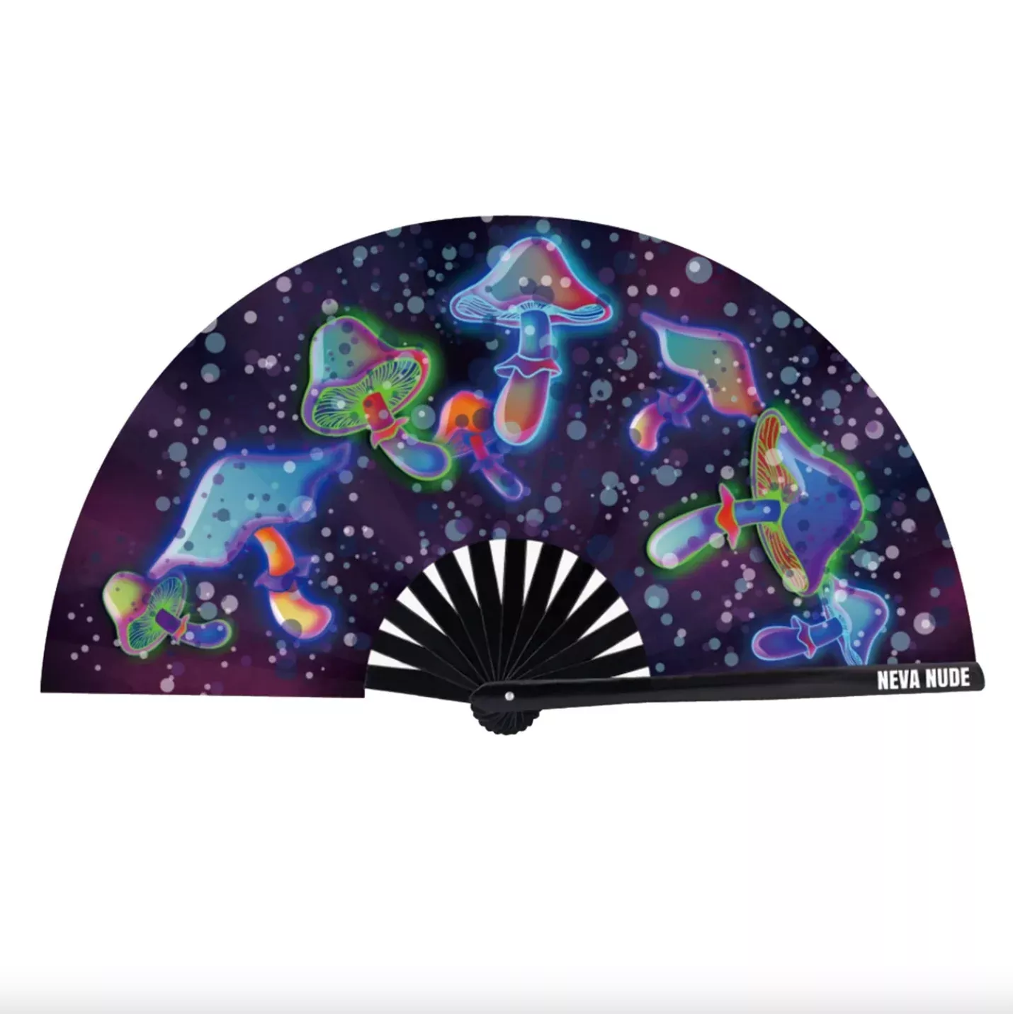 Zoomy Shroomy Mushroom Blacklight Folding Fan